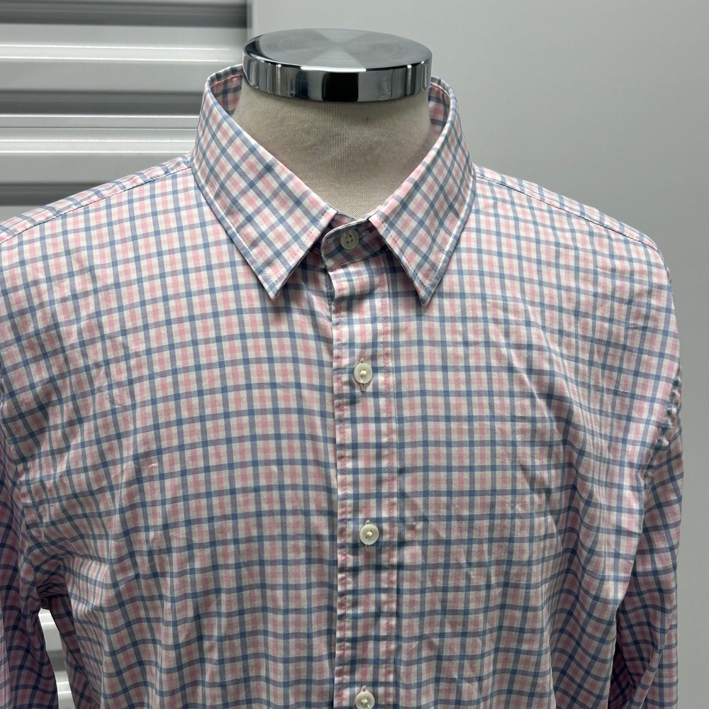 FAHERTY BRAND Men's XL Pink Blue Check Long Sleeve Button Up Shirt